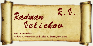 Radman Veličkov vizit kartica